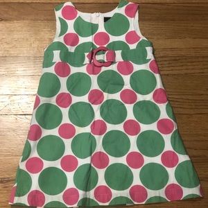 mini boden pink & green polka dot belt dress